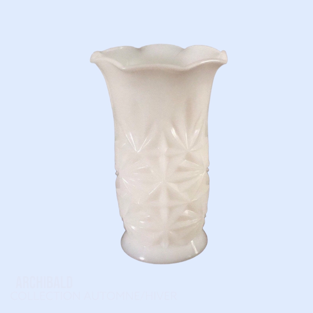 Hazel Atlas Milk Glass Starburst Vintage Vase